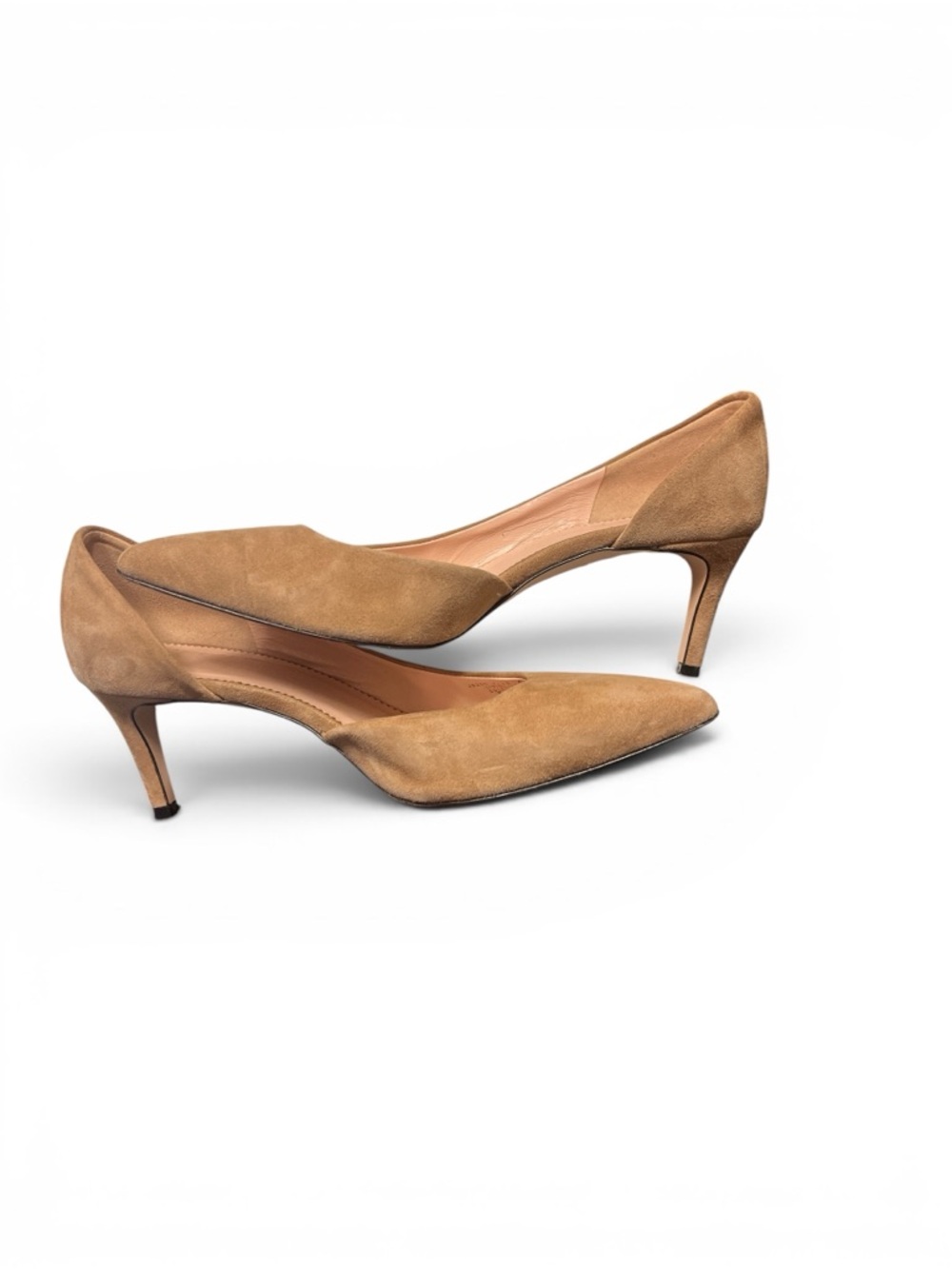 Tan Suede Pointed Toe Kitten Heel Pumps  Size 7